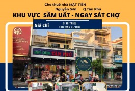 Cho thuê nhà Mặt Tiền Nguyễn Sơn 65m2, 2LẦU, 30 triệu, SÁT CHỢ